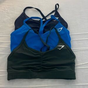 Gymshark sports bras, set of 3, xs, blue, green, navy